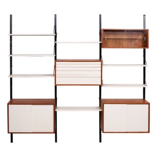 White Modular Floating Teak Wall System from Poul Cadovius, Denmark, 1960s For Sale