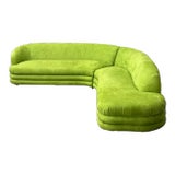 1980's Large Postmodern Serpentine Sectional With Stacked Base After Vladimir Kagan For Sale