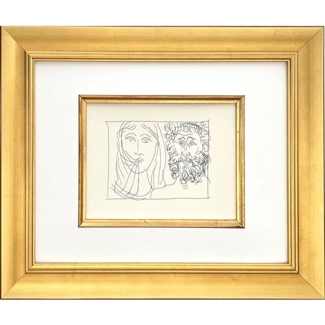 Title: Head of a bearded man and a veiled woman Artist: Pablo Picasso (after) Country: Spain Medium: Facsimile ? 20 Marks:...