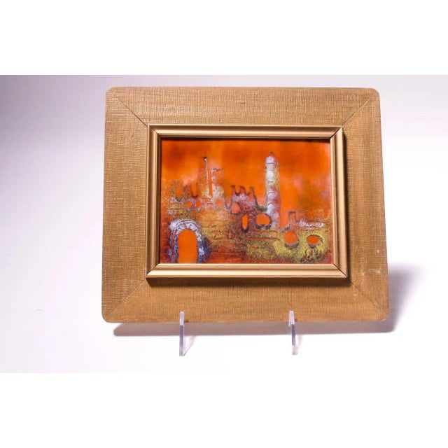 Mid-Century Israeli Enamel on Copper Cityscape For Sale - Image 12 of 12