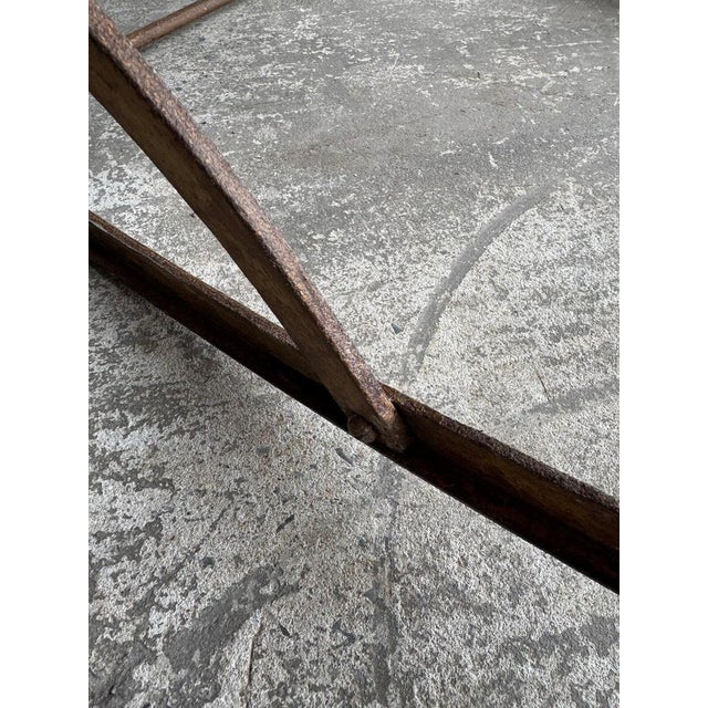 Antique Metal Rocking Chair with Leather Seat For Sale - Image 8 of 11