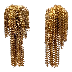 Vintage Signed Napier Goldtone Fringe Clip Earrings-2 Pieces
