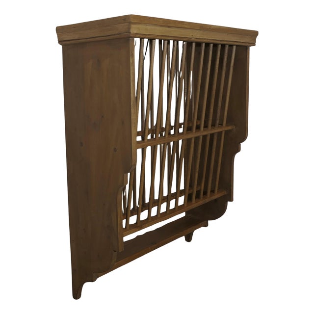 Pine Kitchen Wall Hanging Plate Draining Rack, 1970s For Sale