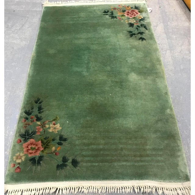 Vintage Art Deco Chinese Rug - 3′ × 4′9″ For Sale - Image 9 of 11