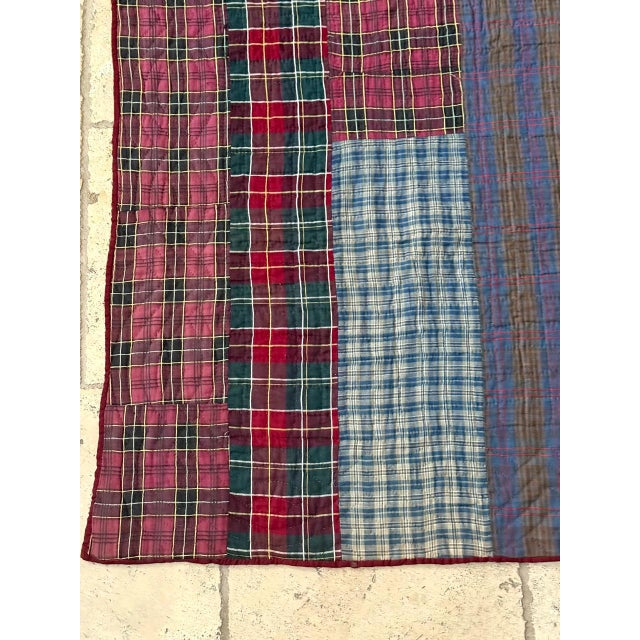 Antique American Lancester County Log Cabin Barn Raising Quilt with Boro Backing For Sale - Image 16 of 17