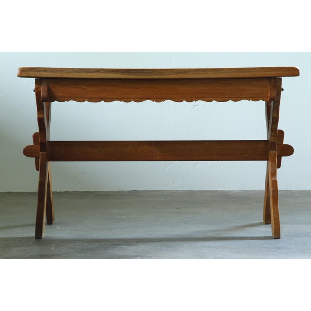 Small Vintage Brutalist Oak Writing Desk, Denmark, 1960s For Sale - Image 13 of 17