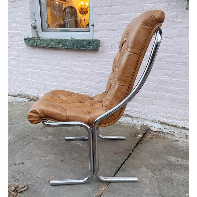 1970s 1970s Set of 4 (Four) 1970s Daystrom Quilted Leatherette and Chrome Scoop Chairs For Sale - Image 5 of 8