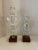 Transparent Vintage Retro High Pressure Sodium Industrial Bulb Display on Wood Pedestal Marked "Roost" - Set of 2 For Sale - Image 8 of 8