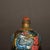 Glass Snuff Bottle — Hand-Painted Ox Motif, Blue Enamel & Red Floral Detail, Wood Stand For Sale - Image 9 of 9