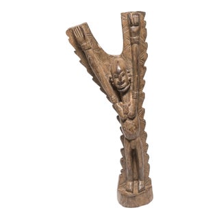 Vintage Dogon Toguna Post With Figure For Sale