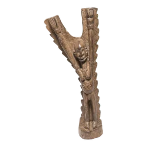 Vintage Dogon Toguna Post With Figure