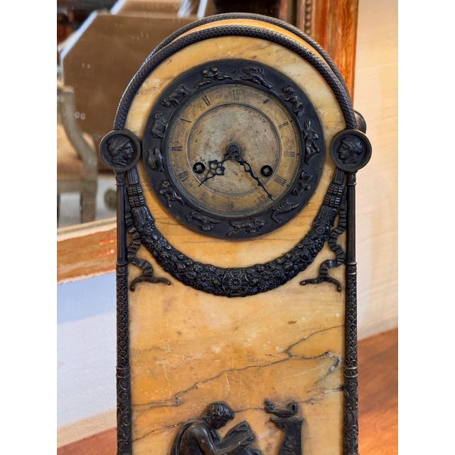 19th Century French Mantel Clock With Zodiac Dial and Reading Figure For Sale - Image 4 of 11