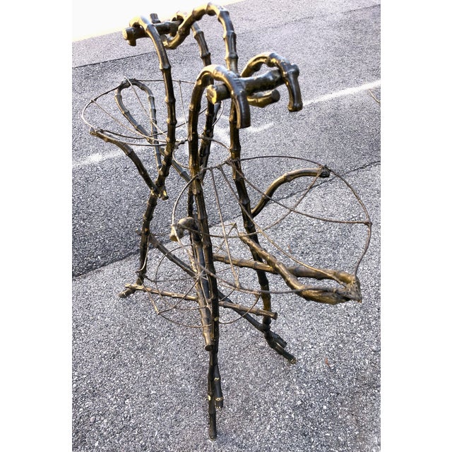 Late 19th Century Late 19th Century Gothic Shaped Bamboo Tiered Plant Stand W/Wire Spider Web Holders Painted Black For Sale - Image 5 of 17