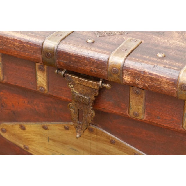 19th Century Vintage Teak & Brass Captain's Chest For Sale - Image 5 of 11