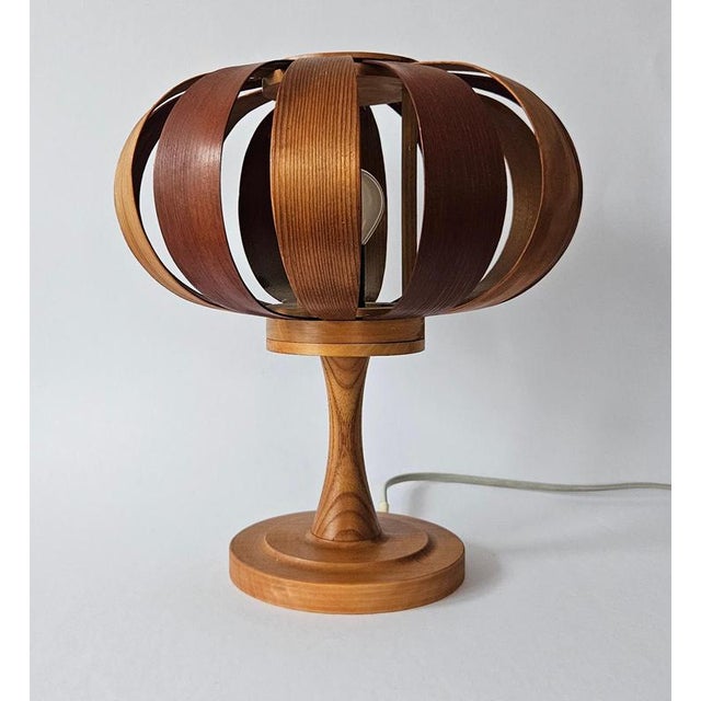 Brown Mid-Century Veneer Table Lamp, Denmark, 1960s For Sale - Image 8 of 18