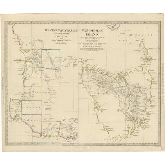 Antique Map of Western Australia and Van Diemens Land or Tasmania, 1833 For Sale - Image 6 of 6