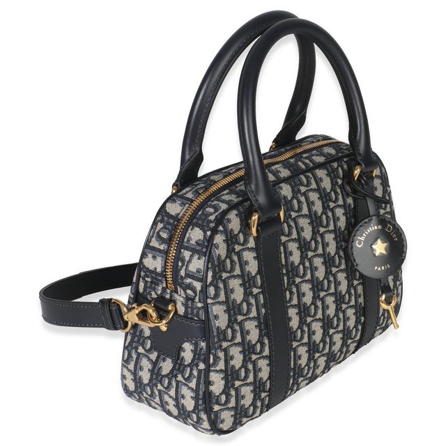 Contemporary Navy Oblique Canvas Small D Vibe Bowling Bag For Sale - Image 3 of 9
