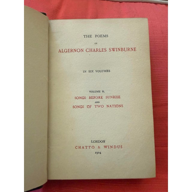 Brown The Poems of Algernon Charles Swinburne, Volume Ii-Vi, 1904 For Sale - Image 8 of 8