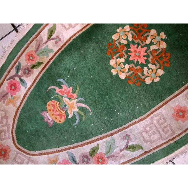 Textile 1930s Handmade Vintage Art Deco Chinese Rug 2.6' X 5.2' For Sale - Image 7 of 10