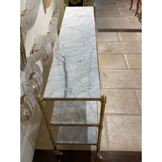 Custom French Directoire Style Brass and Marble Server For Sale - Image 4 of 6