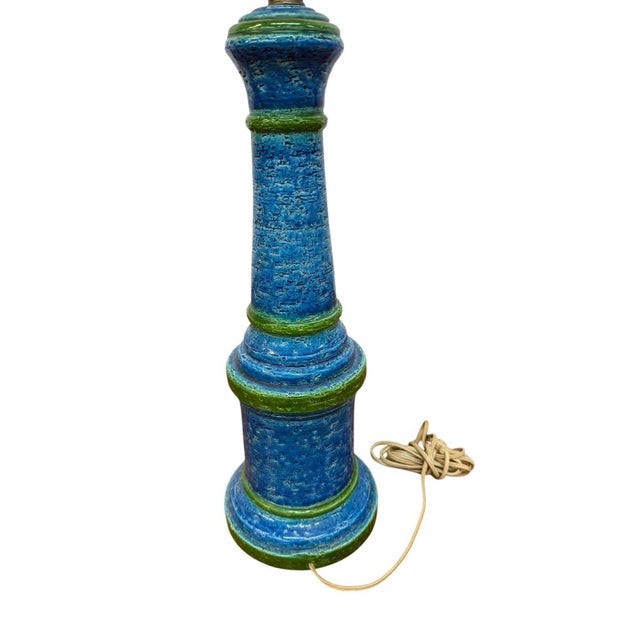 VTG Mid-Century Modern Turquoise Blue Bitossi Table Lamp Italian Pottery - Works For Sale In Philadelphia - Image 6 of 8