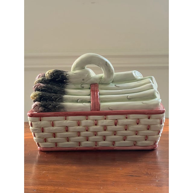 Rustic European Vintage Lidded Ceramic Asparagus Serving Piece For Sale - Image 3 of 11