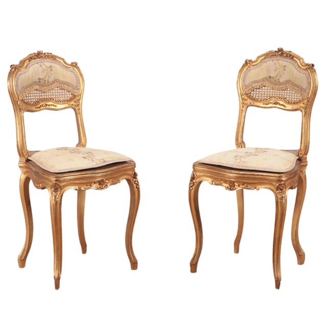 Pair of Giltwood and Carved French Louis XV Style Side Chairs. Circa 1900 For Sale - Image 13 of 13