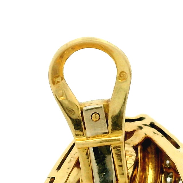 Vintage Italian 18k Gold & 3 Carat Diamond Sculptural Clip-on Earrings, Pair For Sale - Image 9 of 12