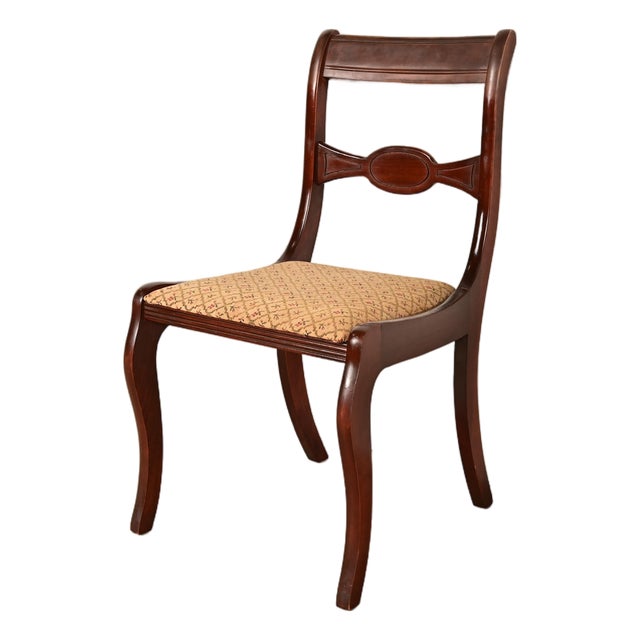 Kindel Furniture Style Regency Carved Mahogany Side Chair or Dining Chair, Circa 1940s For Sale
