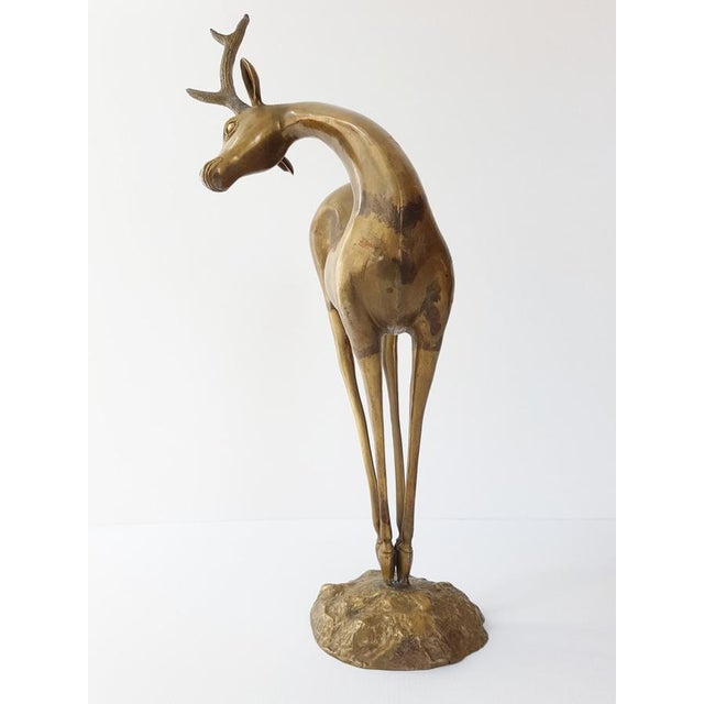 Dancing Stag, Antelope, Doe, and Fawn in Gilded Brass, 1970s For Sale - Image 3 of 11