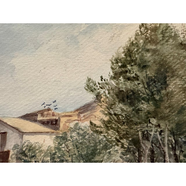 Farmhouse Late 19th Century Attributed to Frank Henry Mason Rural Farmhouse Landscape Original Watercolor For Sale - Image 3 of 5
