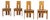 Postmodern Sculptural Oak and Rush Seat Dining Chairs, 1970s, Set of 4 For Sale