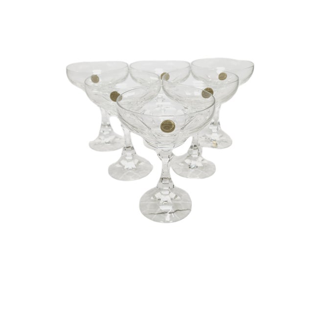Vintage Czechoslovakian Crystal Champagne Glasses Set, 1970s, Set of 6 For Sale - Image 10 of 18