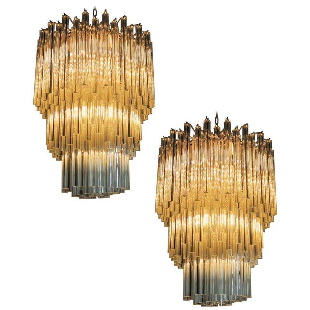 Italian Triedri Murano Glass Chandeliers, Set of 2 For Sale - Image 17 of 17