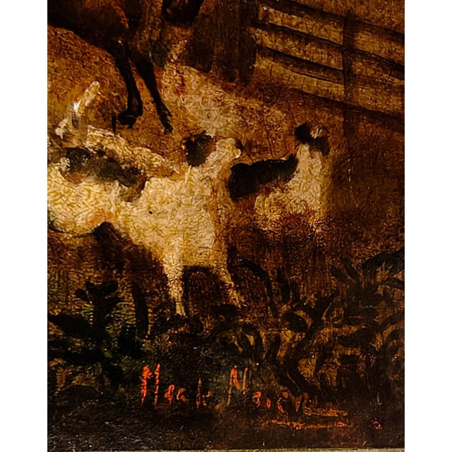 1990s Mark Majer, Mark Majer, Horses with Hunting Scene, Oil on Canvas, 1990s, 1990, Oil on Canvas For Sale - Image 5 of 8