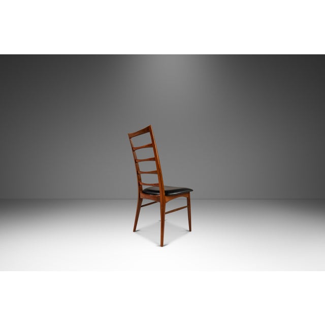 Koefoeds Hornslet Set of 4 Danish Modern "Lis" Ladderback Dining Chairs in Walnut by Niels Koefoed for Koefoeds Hornslet, Denmark, Circa 1960s For Sale - Image 4 of 12
