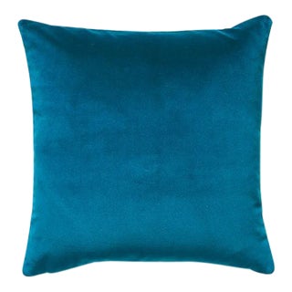 The House of Scalamandré Torino Velvet Pillow, Turquoise For Sale