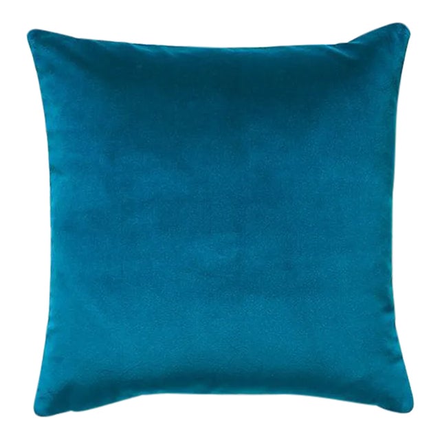 The House of Scalamandré Torino Velvet Pillow, Turquoise For Sale