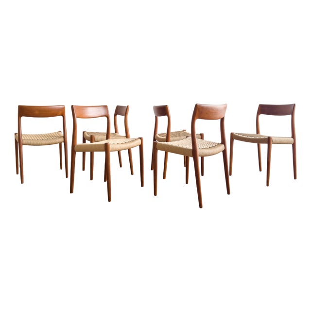 Mid-Century Danish Teak Dining Chairs # 77 by Niels O. Møller, J. L. Moller, Set of 6 For Sale