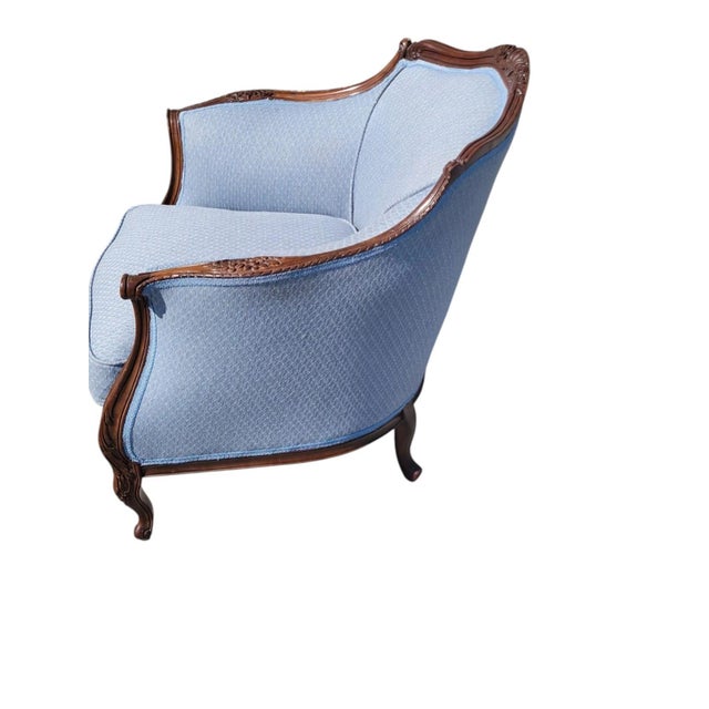 Sky Blue 1930 Italian Club Living Room Chair Beachwood For Sale - Image 8 of 18
