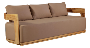 Eclipse Outdoor Solid Teak Wood Sofa - Light Brown Fabric