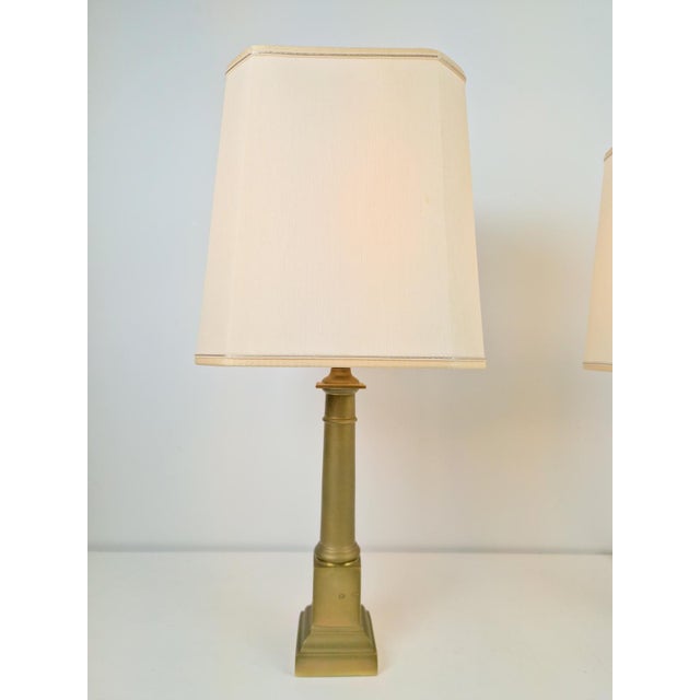 Neoclassical Empire Brass Table Lamp, France, 1960, Set of 2 For Sale - Image 10 of 17