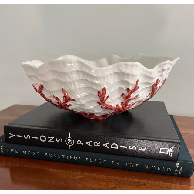 Vintage Italian Coastal Majolica Hand-Painted Footed Seashell Bowl For Sale - Image 4 of 11