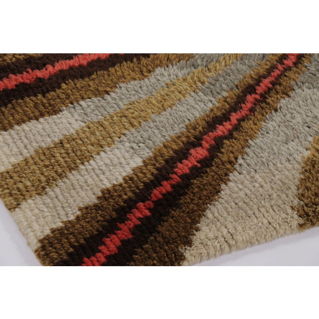 Mid-Century Modern Vintage Swedish Rya Rug With Gray and Brown Geometric Pattern - Rug & Kilim For Sale - Image 3 of 9