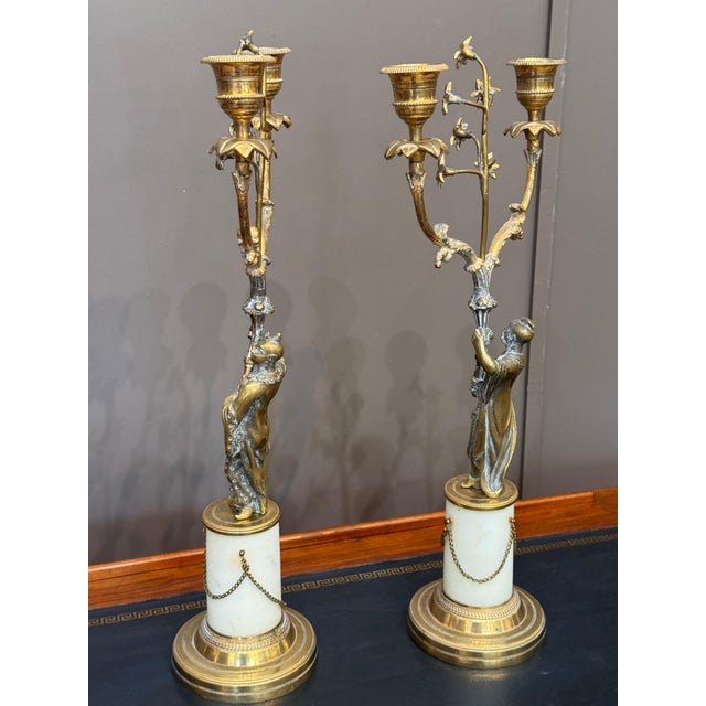 Pair of Regency Gilt Bronze Two-Light Candelabra With Chinoiserie Figures For Sale - Image 12 of 15