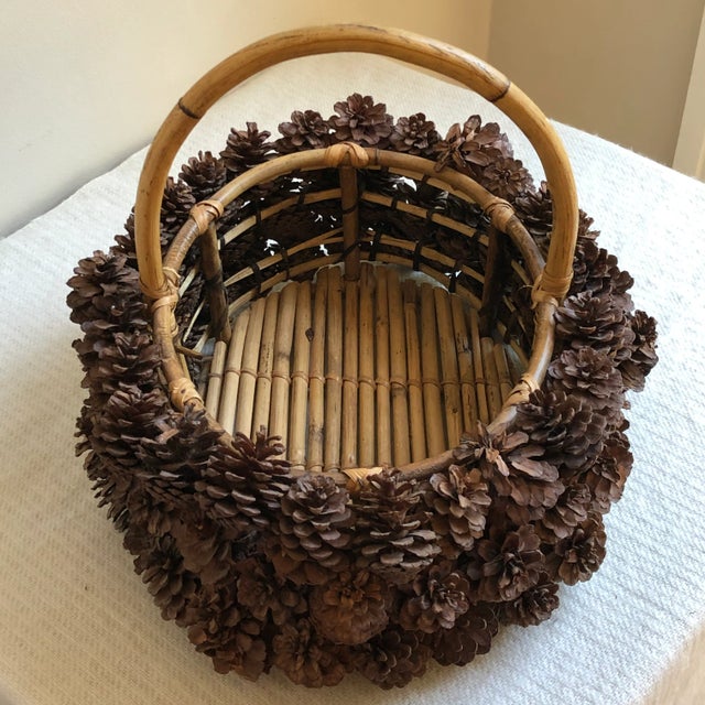 Rustic Adirondack Pine Cone Basket For Sale - Image 9 of 13