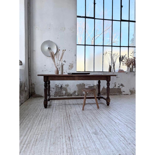 1960s Farmhouse Table with Turned Pine and Birch Legs, 1960s For Sale - Image 5 of 18