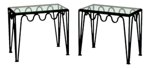 Blackened Steel and Glass Side Tables in the Style of Carl Hörvik - a Pair