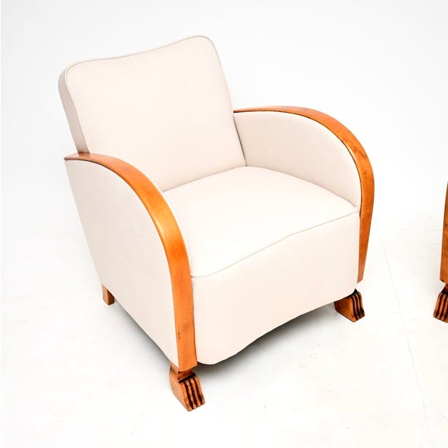 1930s Swedish Art Deco Armchairs in Satin Birch, 1930, Set of 2 For Sale - Image 5 of 11