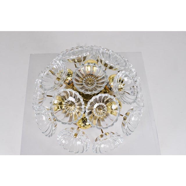 Sputnik Dandelion Ceiling Light in Glass and Brass, 1960s For Sale - Image 4 of 8